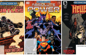 Free Comic Book Day releases for Teenage Mutant Ninja Turtles, Absolute Power, and Hellboy